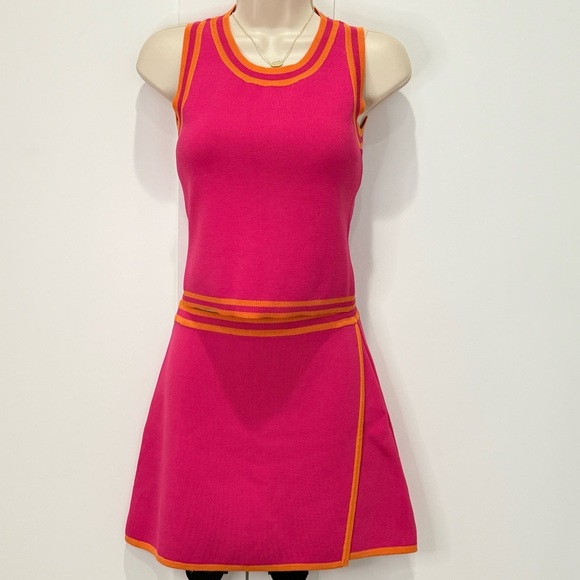 House of Harlow 1960 Knit Skirt Set Small Pink Orange Y2K Retro Two Piece Crop - Picture 2 of 9